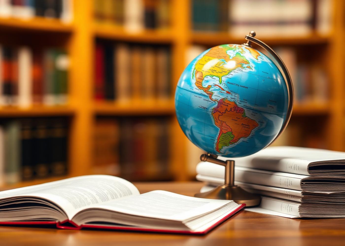 Globe and books representing international education
